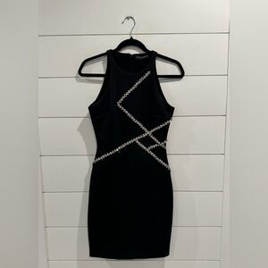 David Koma black crystal mini dress